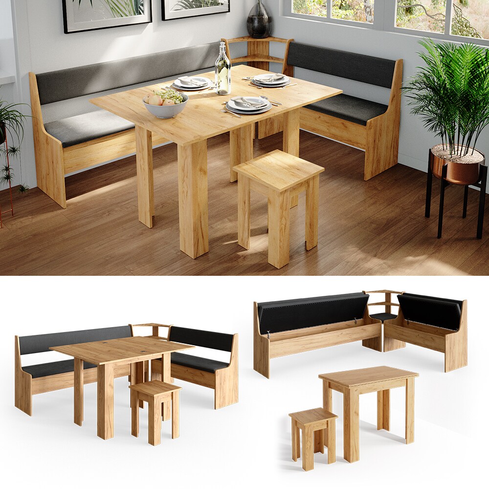 Vicco Eckbankgruppe Roman Eiche 210x150cm Esszimmergruppe Eckbank Sitzgruppe - Bild 1