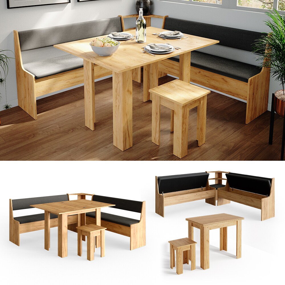 Vicco Eckbankgruppe Roman Eiche 180x180cm Esszimmergruppe Eckbank Sitzgruppe - Bild 1