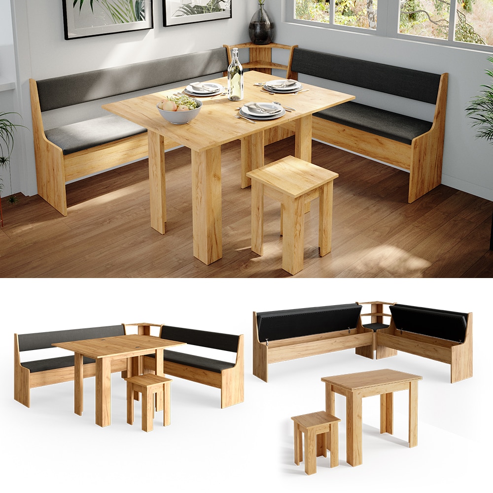 Vicco Eckbankgruppe Roman Eiche 210x180cm Esszimmergruppe Eckbank Sitzgruppe - Bild 1