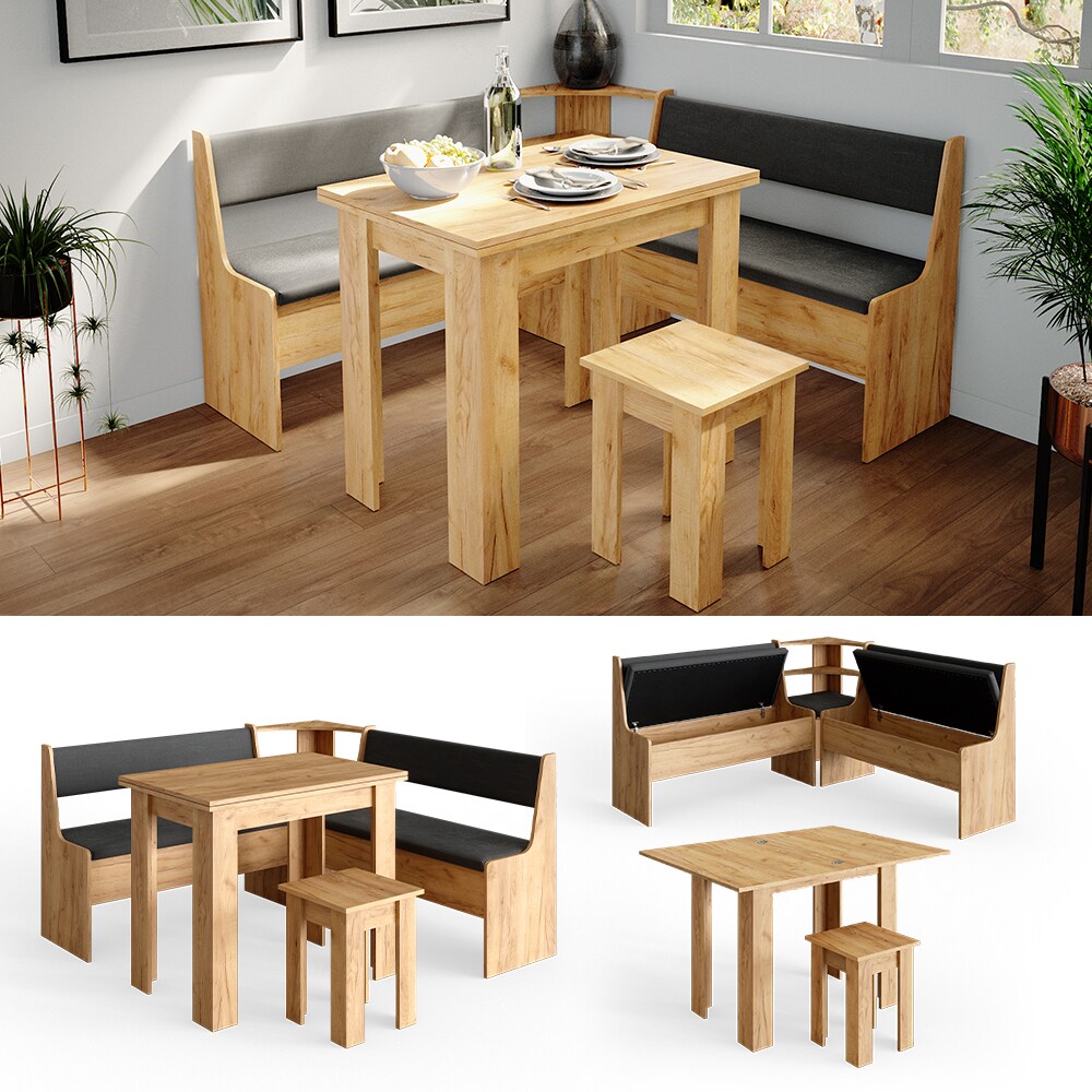 Vicco Eckbankgruppe Roman Eiche 150x150cm Esszimmergruppe Eckbank Sitzgruppe - Bild 1