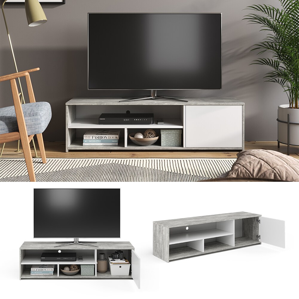Vicco Lowboard TV-Board Fernsehschrank Gino beton wei&szlig; Fernsehtisch TV-Schrank - Bild 1