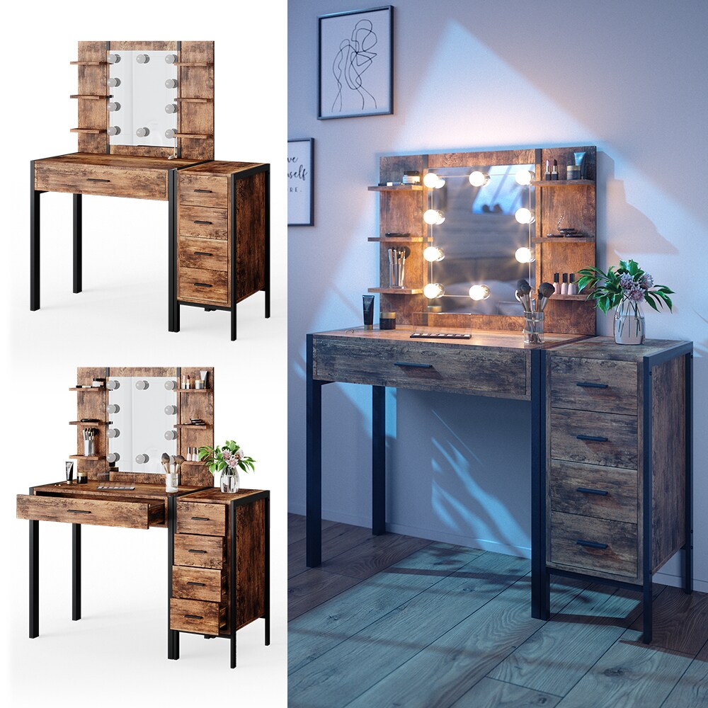 Vicco Schminktisch Frisiertisch LED-Beleuchtung Lovea Schubladenschrank Spiegel - Bild 1