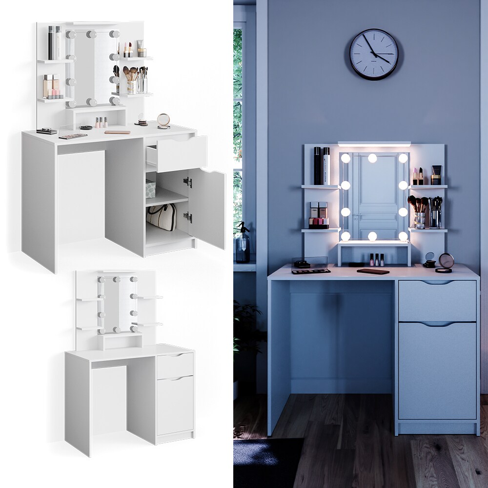 Vicco Schminktisch Ruben wei&szlig; mit LED-Beleuchtung Frisiertisch Frisierkommode - Bild 1