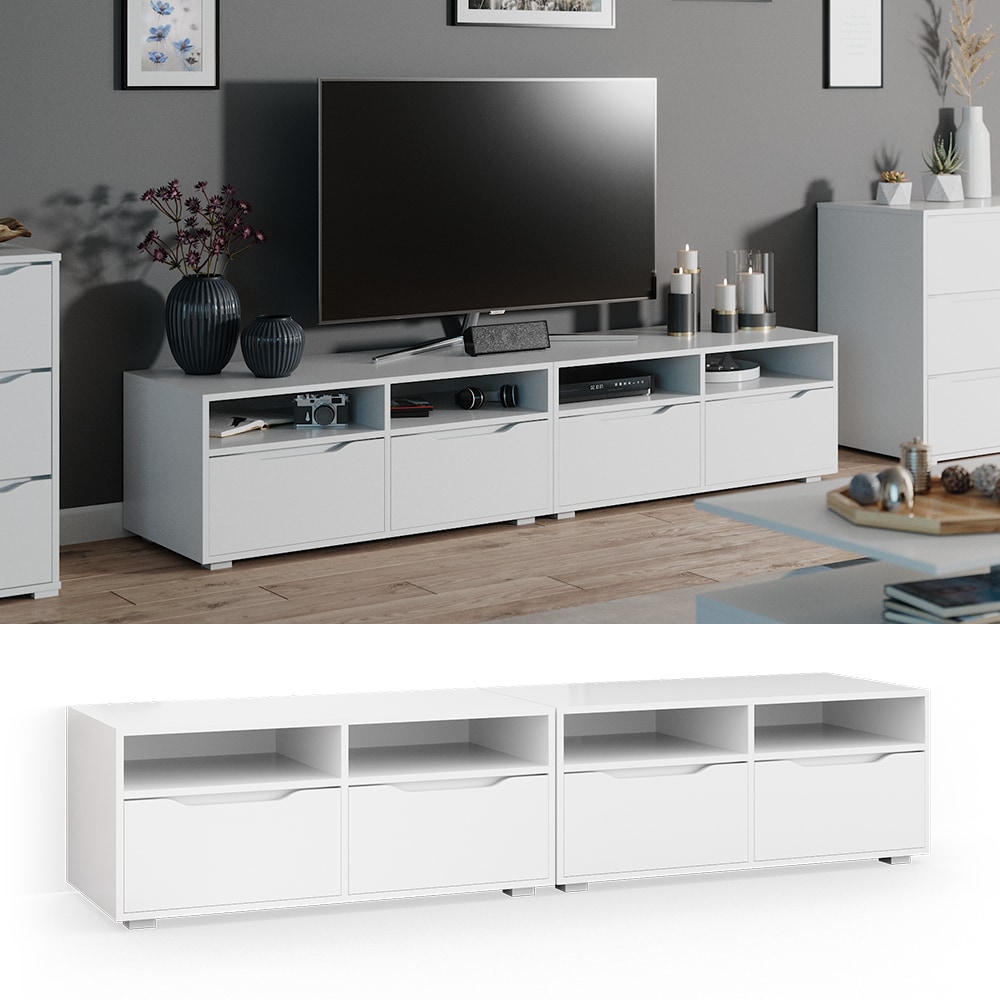 Vicco Lowboard Ruben wei&szlig; 200cm TV-Board Fernsehschrank TV-Schrank Regal Tisch - Bild 1