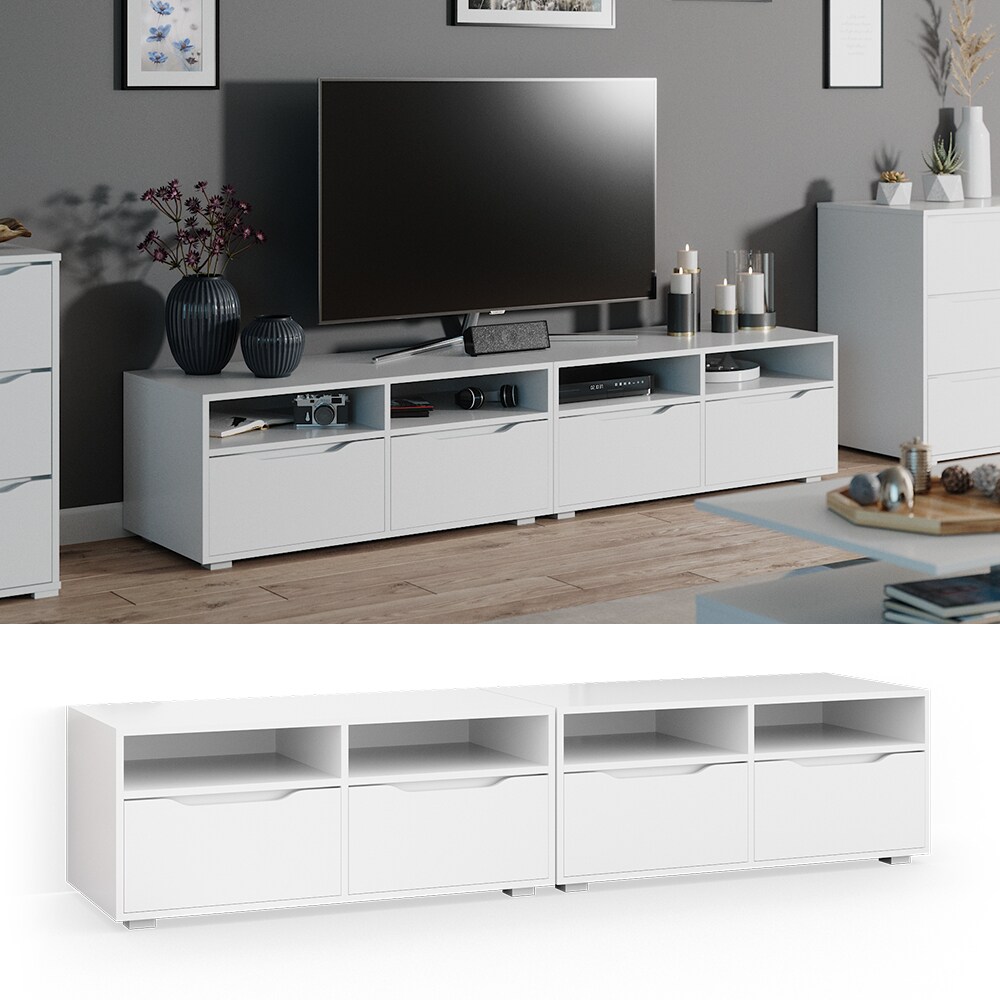Vicco Lowboard Ruben weiß 200cm TV-Board Fernsehschrank TV-Schrank Regal Tisch | 04251421951563