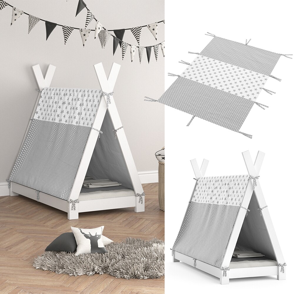 Vitalispa Überwurf Kinderbett Indianerzelt für Tipi Bett 70x140cm Zeltbett Zelt | 04251421951242