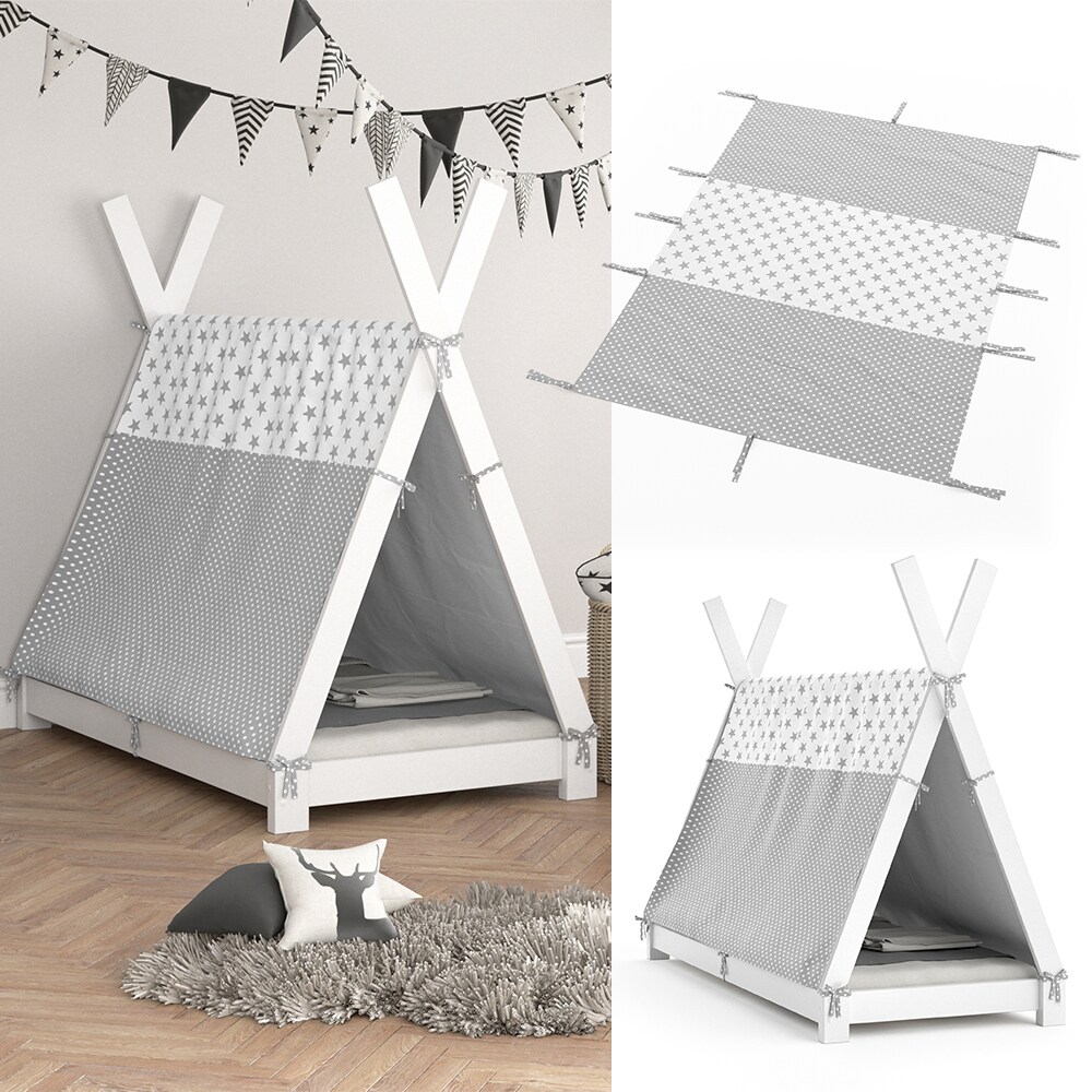 Vitalispa &Uuml;berwurf Kinderbett Indianerzelt f&uuml;r Tipi Bett 80x160cm Zeltbett Zelt - Bild 1