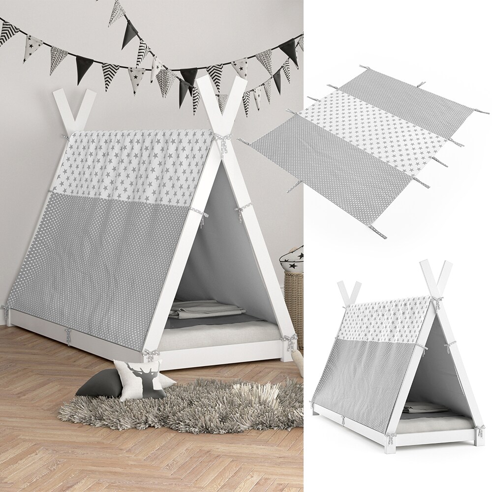 Vitalispa &Uuml;berwurf Kinderbett Indianerzelt f&uuml;r Tipi Bett 90x200cm - Bild 1