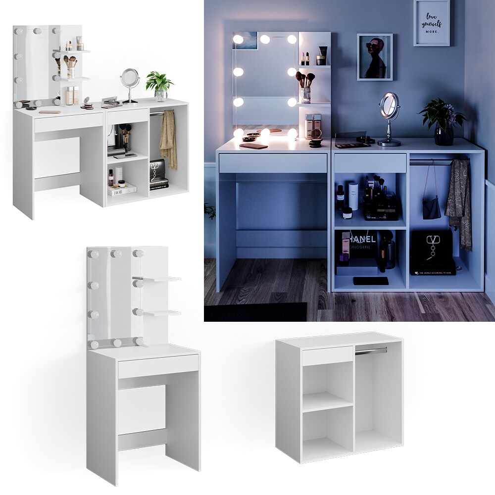 Vicco Schminktisch Frisiertisch Kommode Isabelle LED-Beleuchtung Beistellschrank - Bild 1