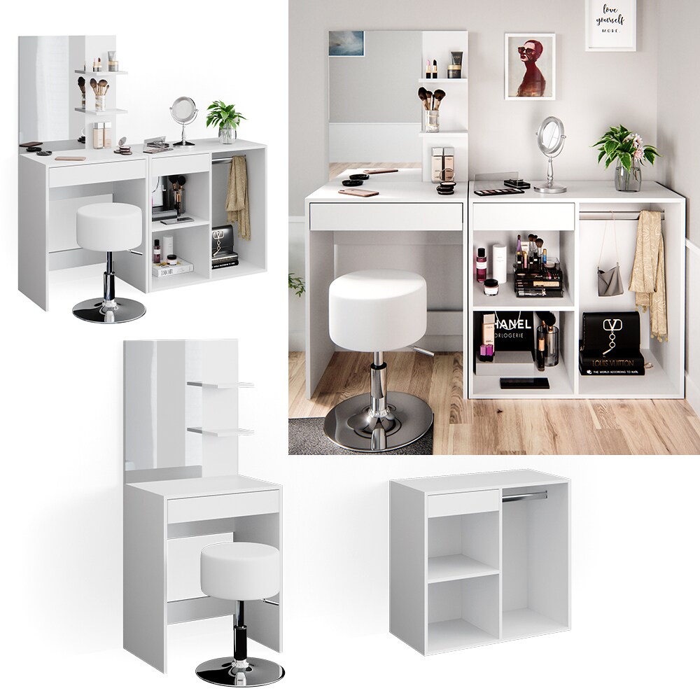 Vicco Schminktisch Frisiertisch Schminkkommode Isabelle + Hocker Beistellschrank
