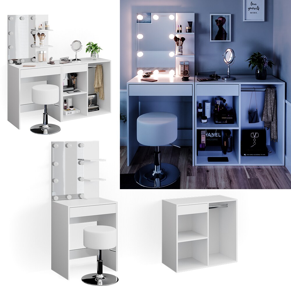 Vicco Schminktisch Frisiertisch Isabelle LED-Beleuchtung Hocker Beistellschrank - Bild 1
