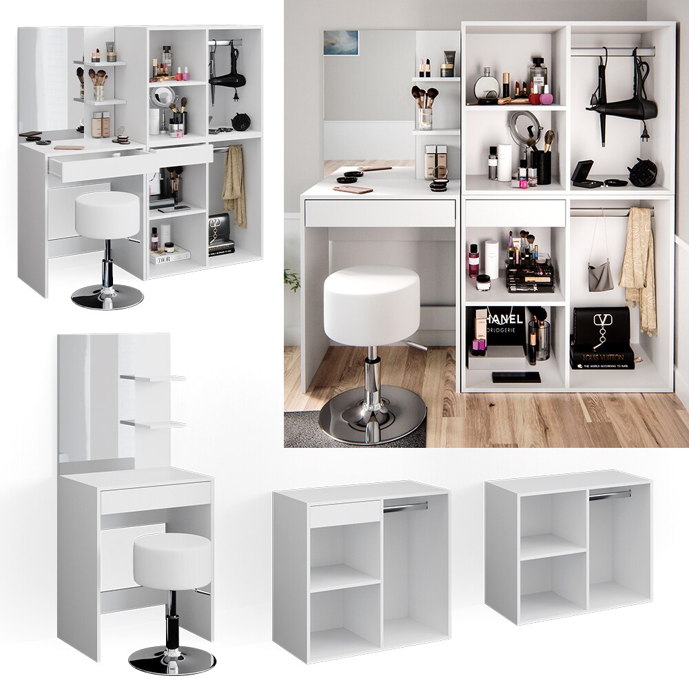 Vicco Schminktisch Frisiertisch Schminkkommode Isabelle + Hocker Beistellschrank