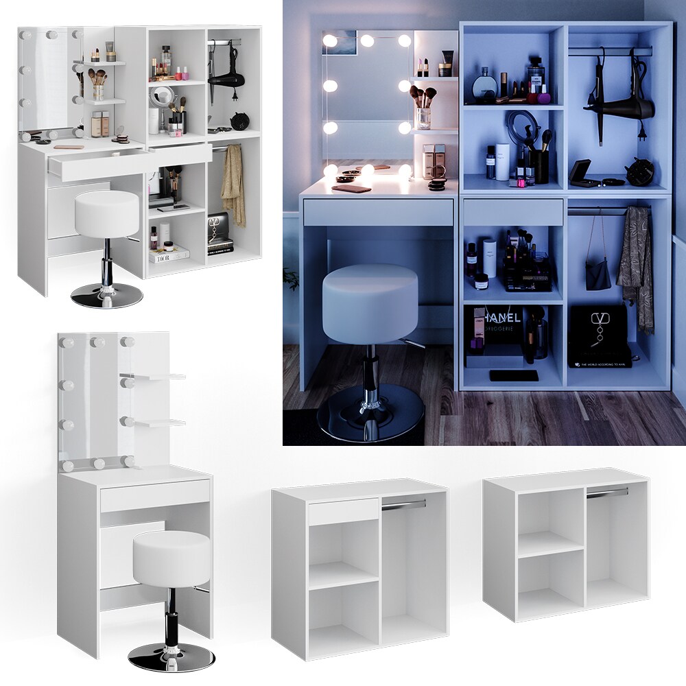 Vicco Schminktisch Frisiertisch Isabelle LED-Beleuchtung Hocker Beistellschrank - Bild 1