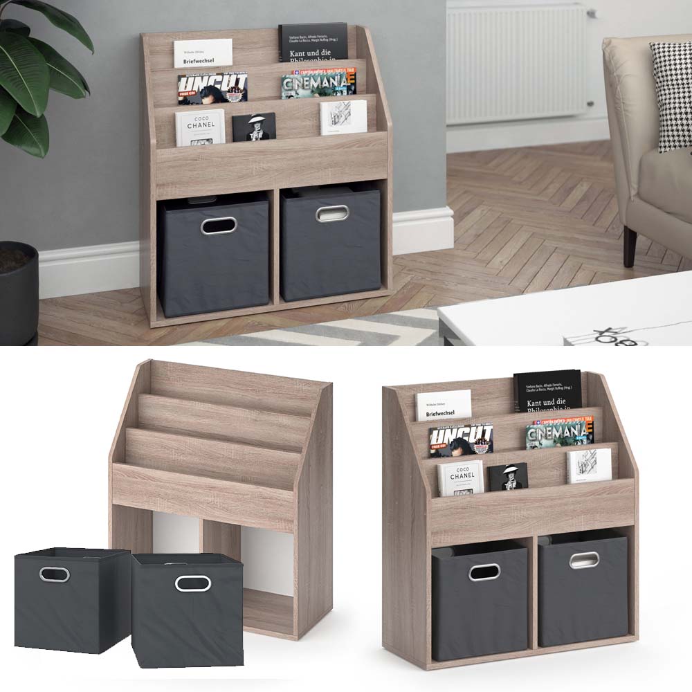 Vicco B&uuml;cherregal Luigi sonoma, W&uuml;rfelregal mit Faltboxen 72x79 cm - Bild 1