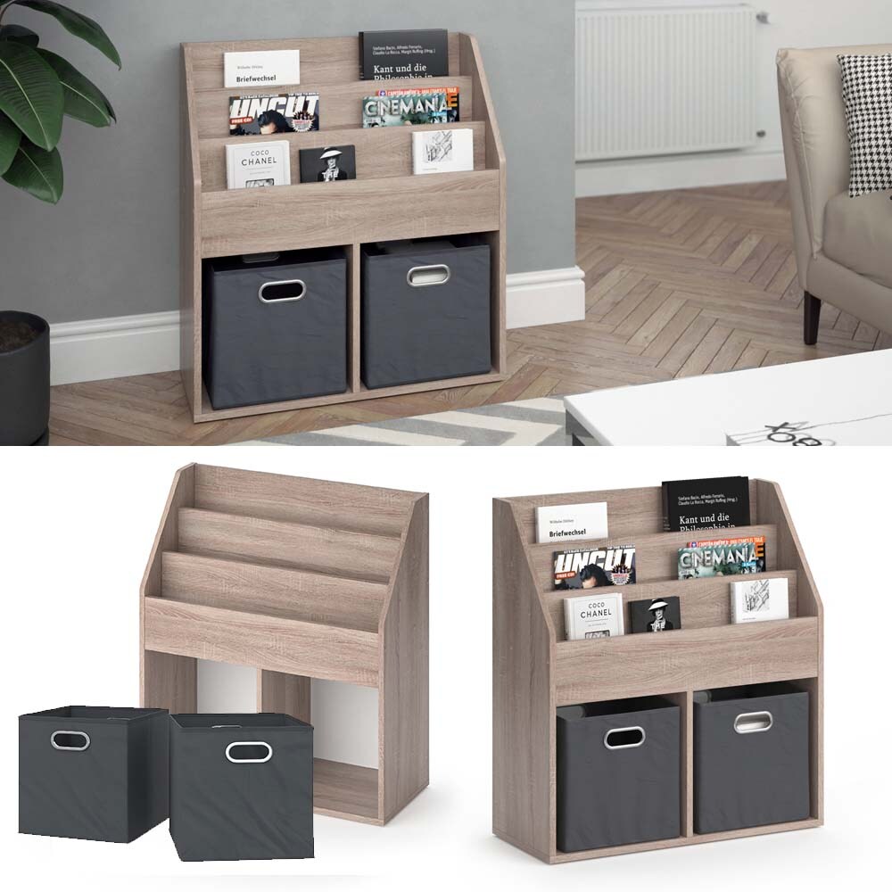 Vicco Bücherregal Luigi sonoma, Würfelregal mit Faltboxen 72×79 cm | 04251421951228