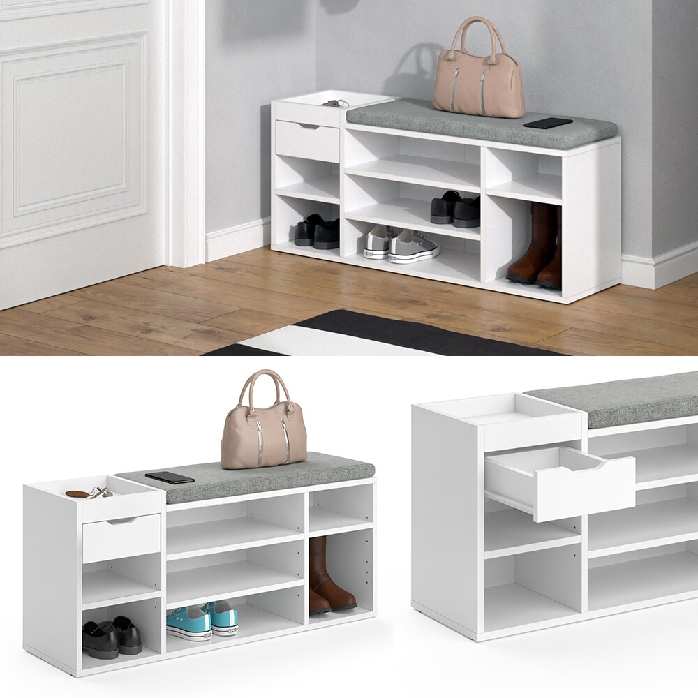 Vicco Schuhbank Schuhschrank Schuhregal Eleon Sitzbank mit Sitzkissen 7 Fächer | 04251421952065