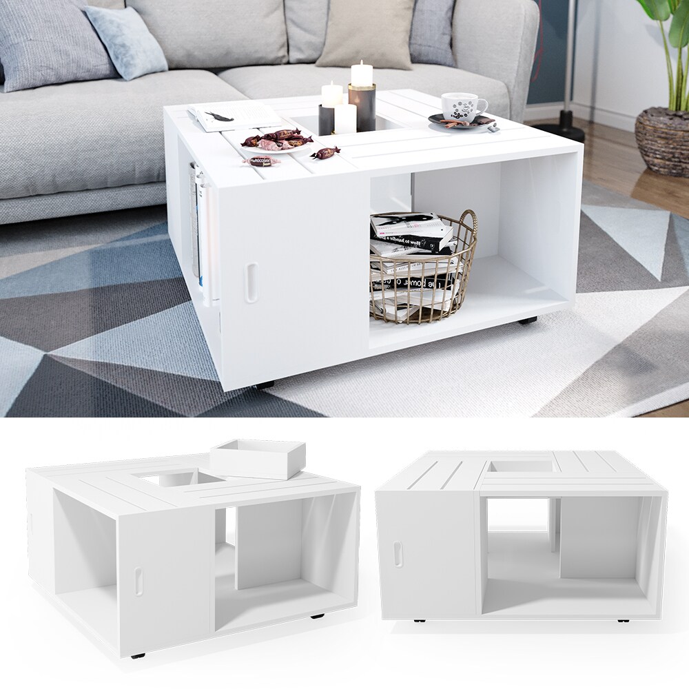 VICCO Couchtisch ANTON Wei&szlig; Weinkiste Obstkiste Sofatisch Kaffeetisch Beistelltisch - Bild 1