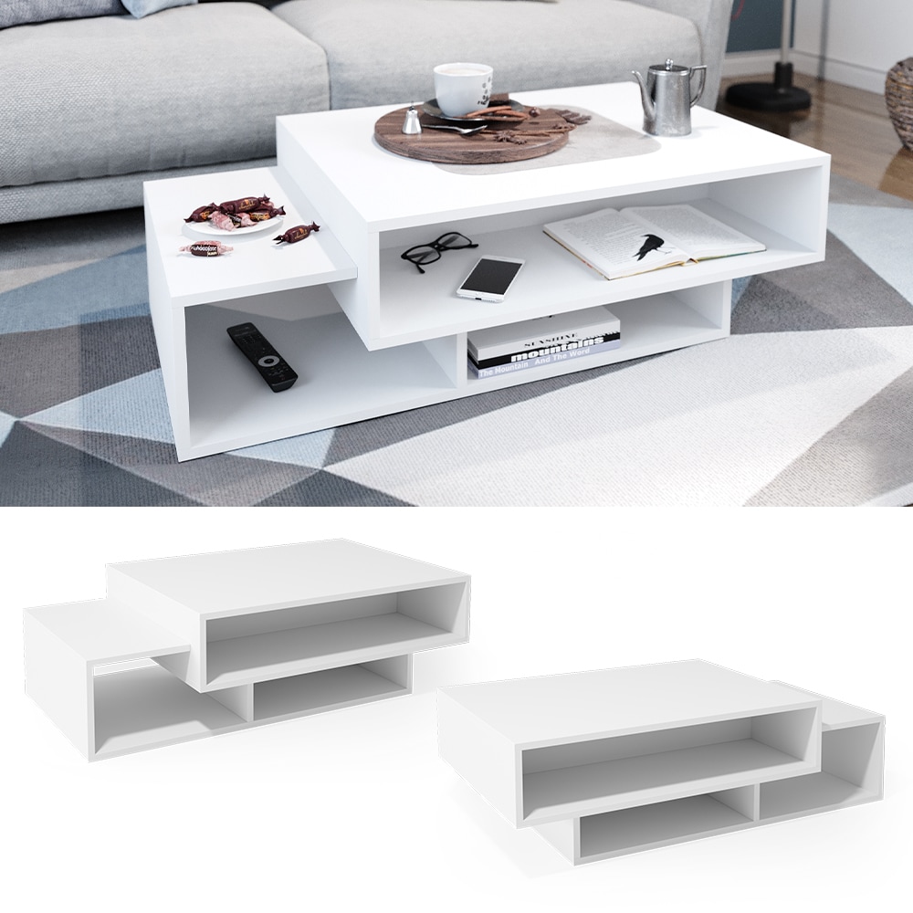 VICCO Couchtisch BARI Wei&szlig; Sofatisch Kaffeetisch Beistelltisch Ablage Wohnzimmer - Bild 1