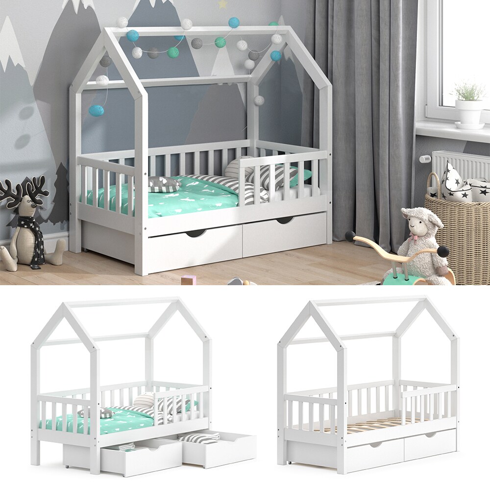 VitaliSpa Kinderbett Hausbett Spielbett Wiki 70x140 inkl Lattenrost 2 Schubladen - Bild 1