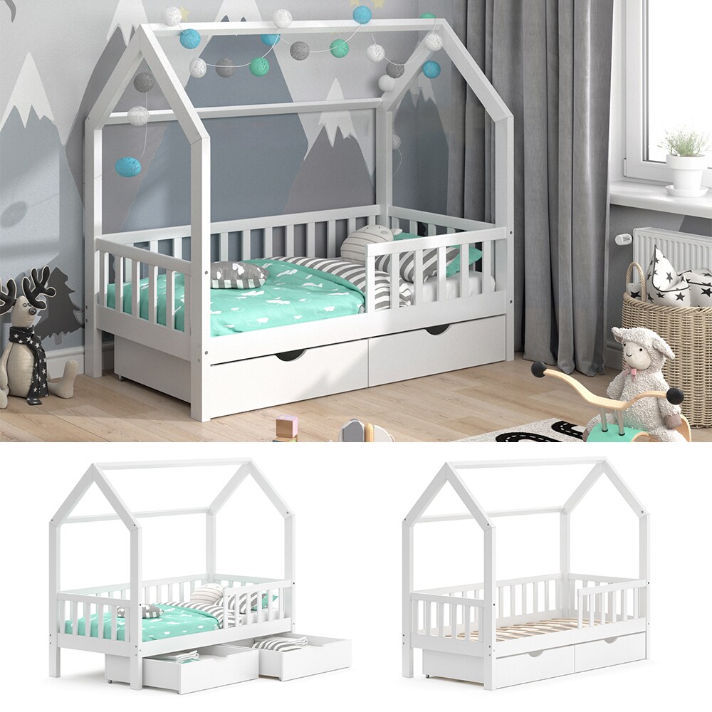 VitaliSpa Kinderbett Hausbett Spielbett Wiki 80x160 inkl Lattenrost 2 Schubladen - Bild 1