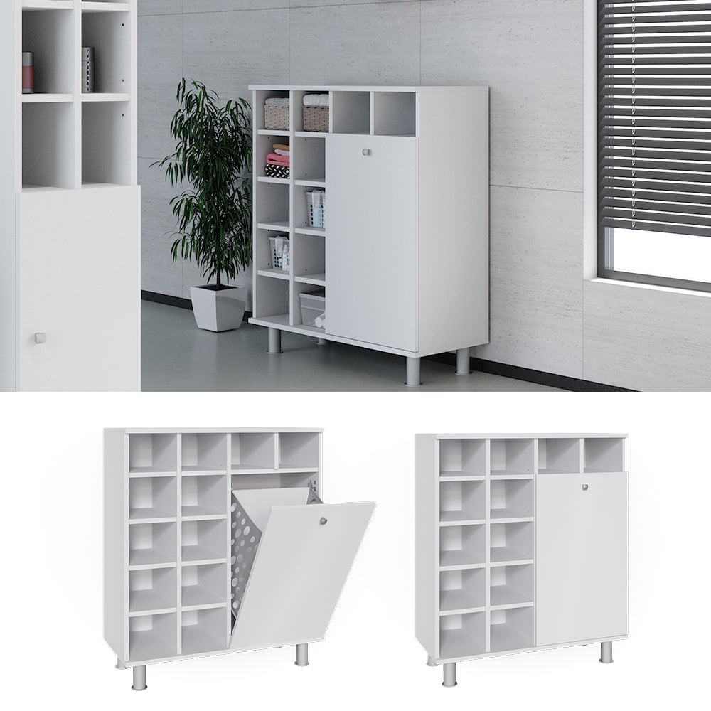 Vicco W&auml;scheschrank Fynn Badschrank mit W&auml;schekorb Badezimmerschrank Badm&ouml;bel - Bild 1