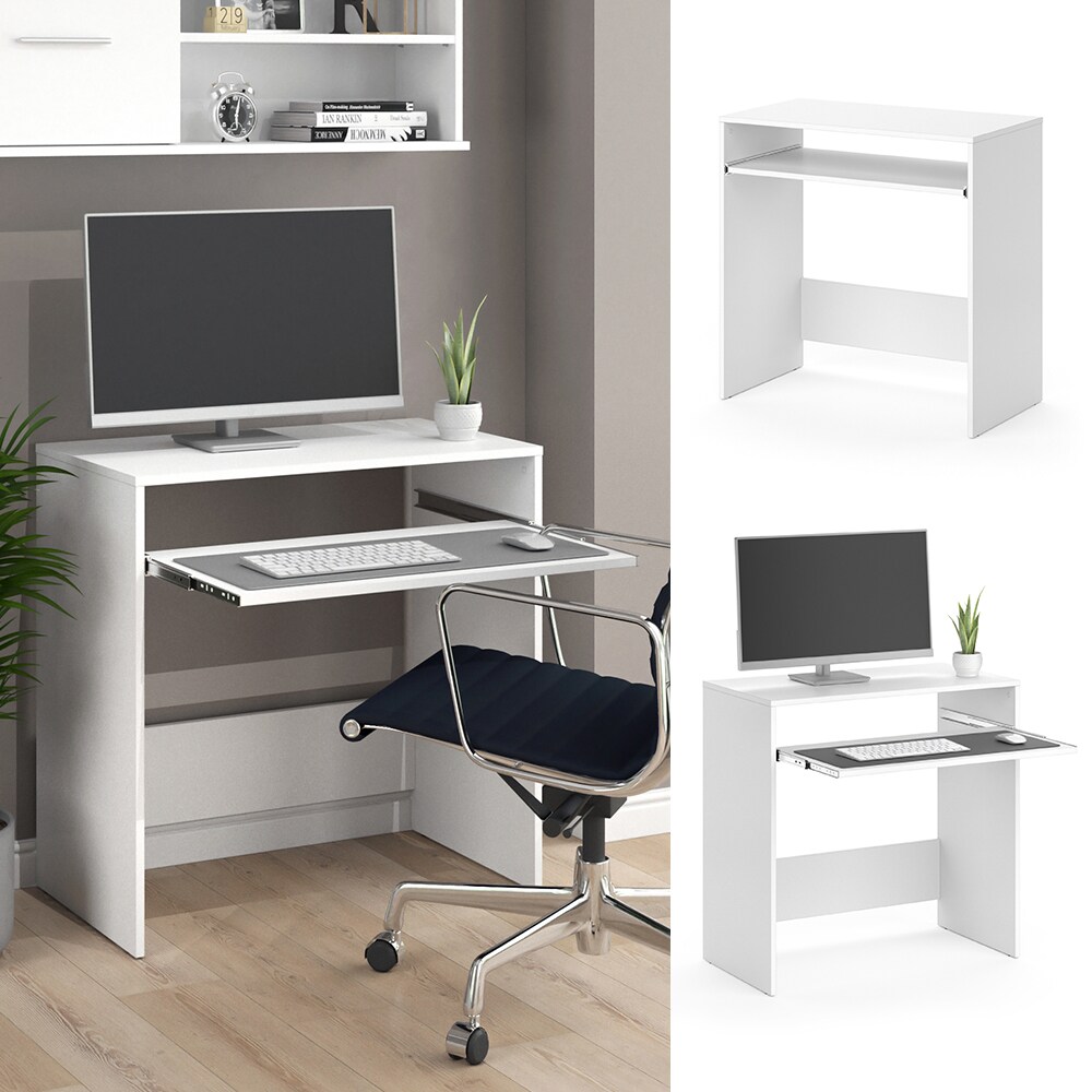 Vicco Schreibtisch Bürotisch Arbeitstisch Nils weiß Computertisch Tastaturauszug | 04251421953468