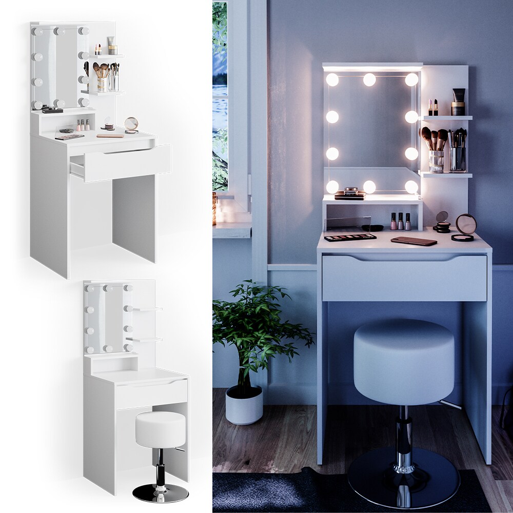 Vicco Schminktisch Frisiertisch Frisierkommode Ruben mit Hocker LED-Beleuchtung - Bild 1