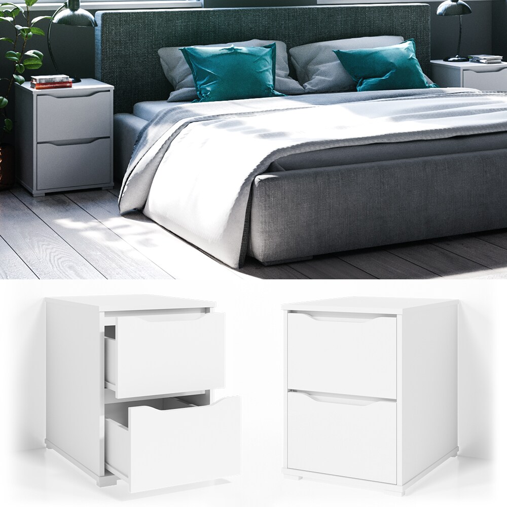 VICCO Nachtschrank RUBEN Nachttisch Wei&szlig; Kommode Schlafzimmer Schublade Ablage - Bild 1