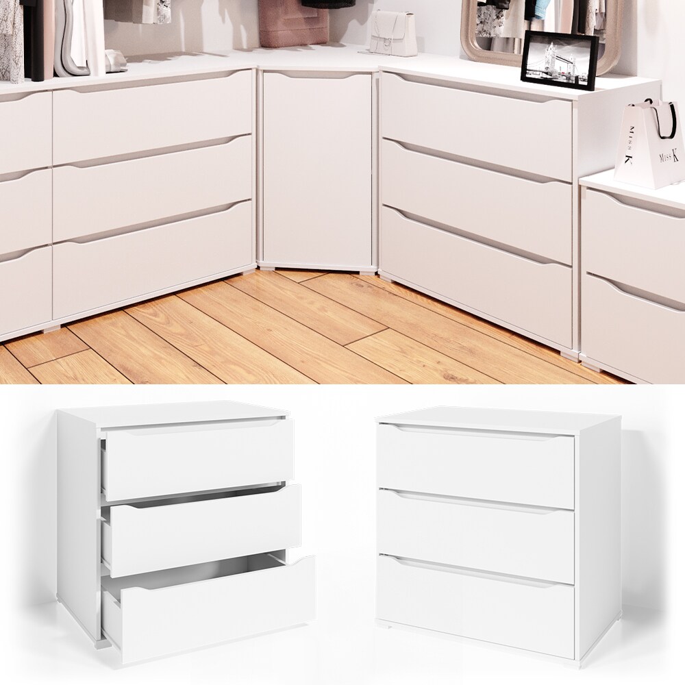 VICCO Kommode RUBEN Wei&szlig; 3 Schubladen 80cm Sideboard Mehrzweckschrank Schrank - Bild 1