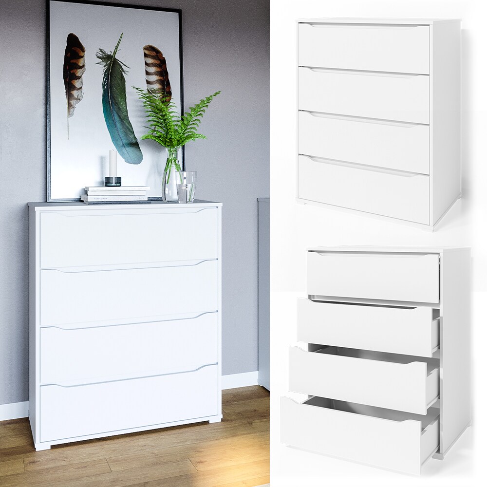 VICCO Kommode RUBEN Weiß 4 Schubladen 80 cm Sideboard Mehrzweckschrank Schrank | 04251421932029