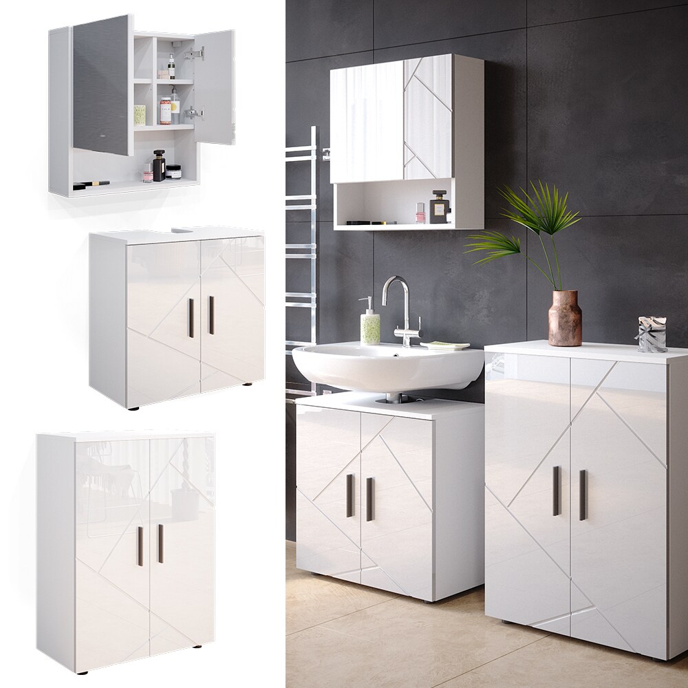 Vicco Badmöbel Set Badezimmermöbel Irma Spiegelschrank Unterschrank Badkommode