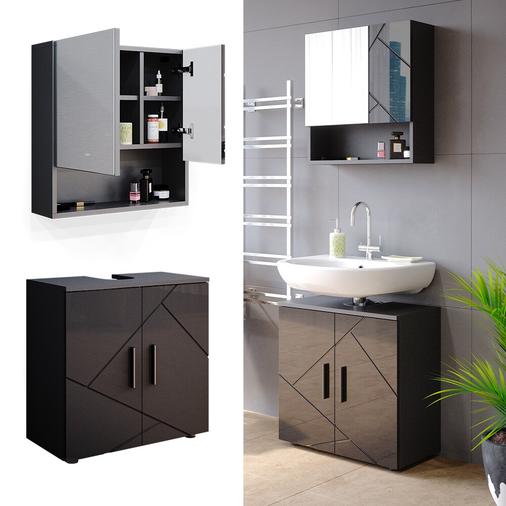 Vicco Badm&ouml;bel Set Badezimmerm&ouml;bel Irma Spiegelschrank Waschbeckunterschrank - Bild 1