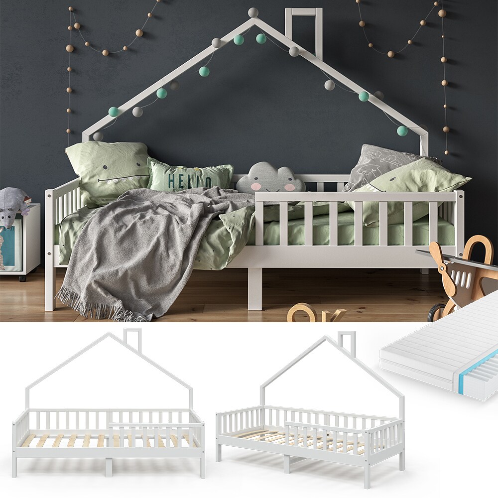 VitaliSpa Hausbett Kinderbett Spielbett Noemi 90x200cm inkl. Matratze wei&szlig; - Bild 1