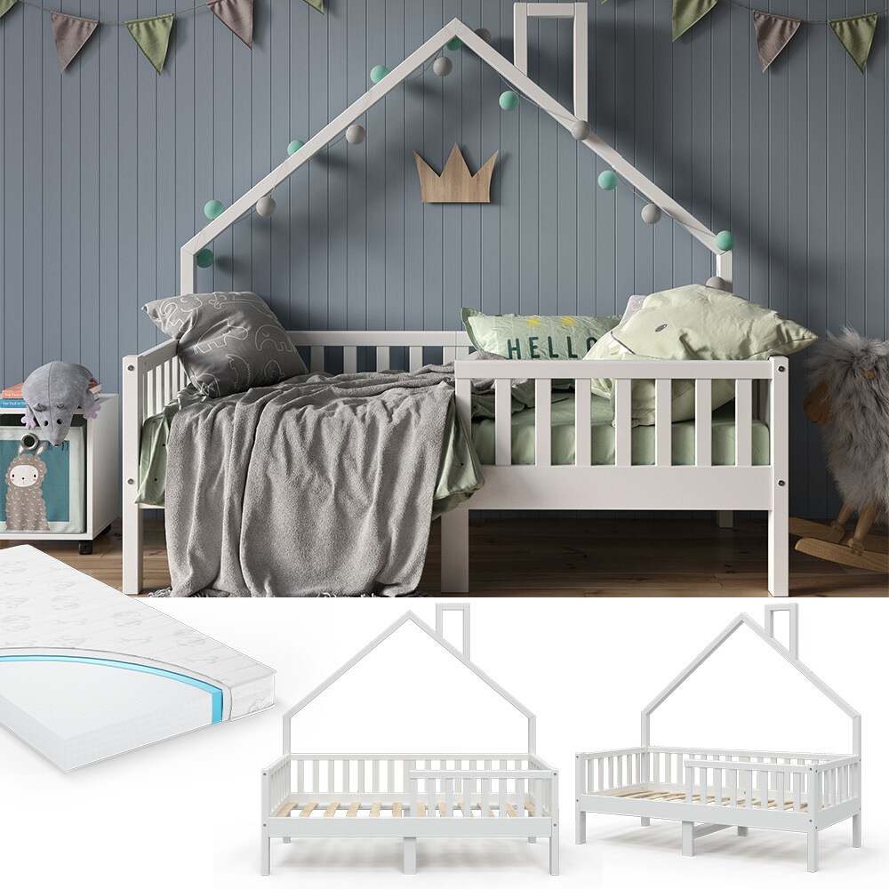 VitaliSpa Hausbett Kinderbett Spielbett Noemi 80x160cm inkl. Matratze wei&szlig; - Bild 1