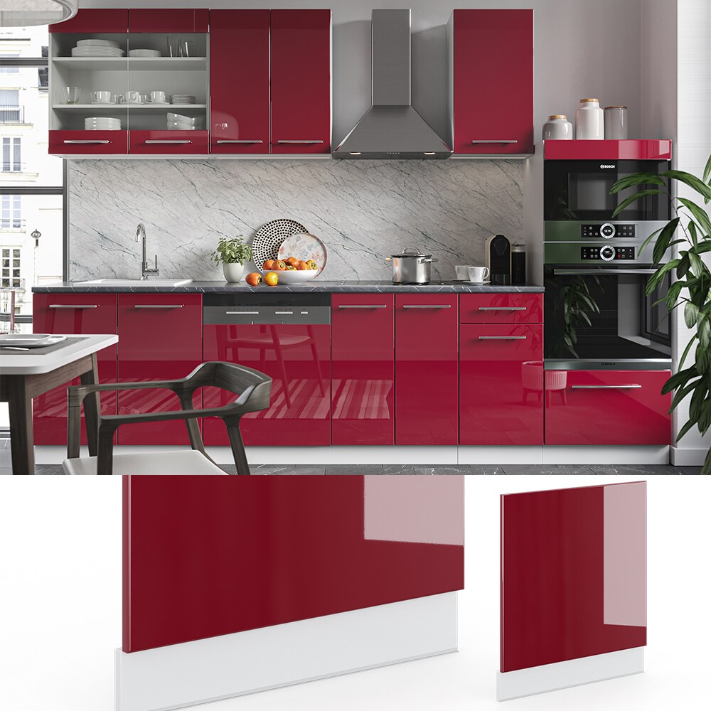 VICCO Geschirrspülerfront 60 cm Bordeaux Hochglanz Küchenschrank Blende Küchenzeile Fame-Line