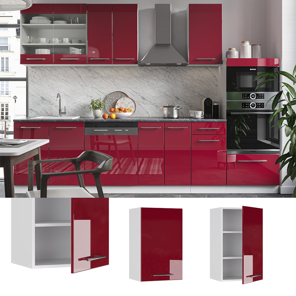 VICCO H&auml;ngeschrank 45 cm Bordeaux Hochglanz K&uuml;chenschrank H&auml;ngeschrank K&uuml;chenzeile Fame-Line - Bild 1