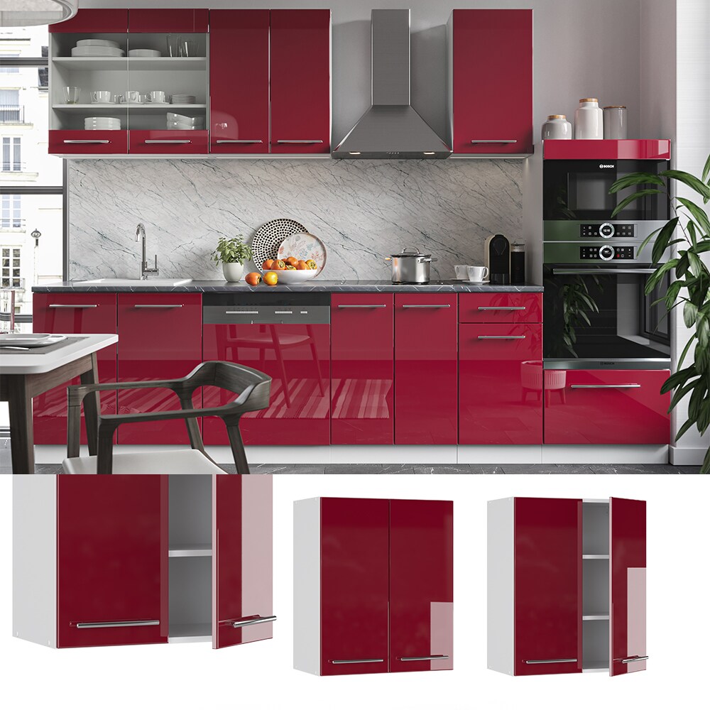 VICCO Hängeschrank 60 cm Bordeaux Hochglanz Küchenschrank Hängeschrank Küchenzeile Fame-Line