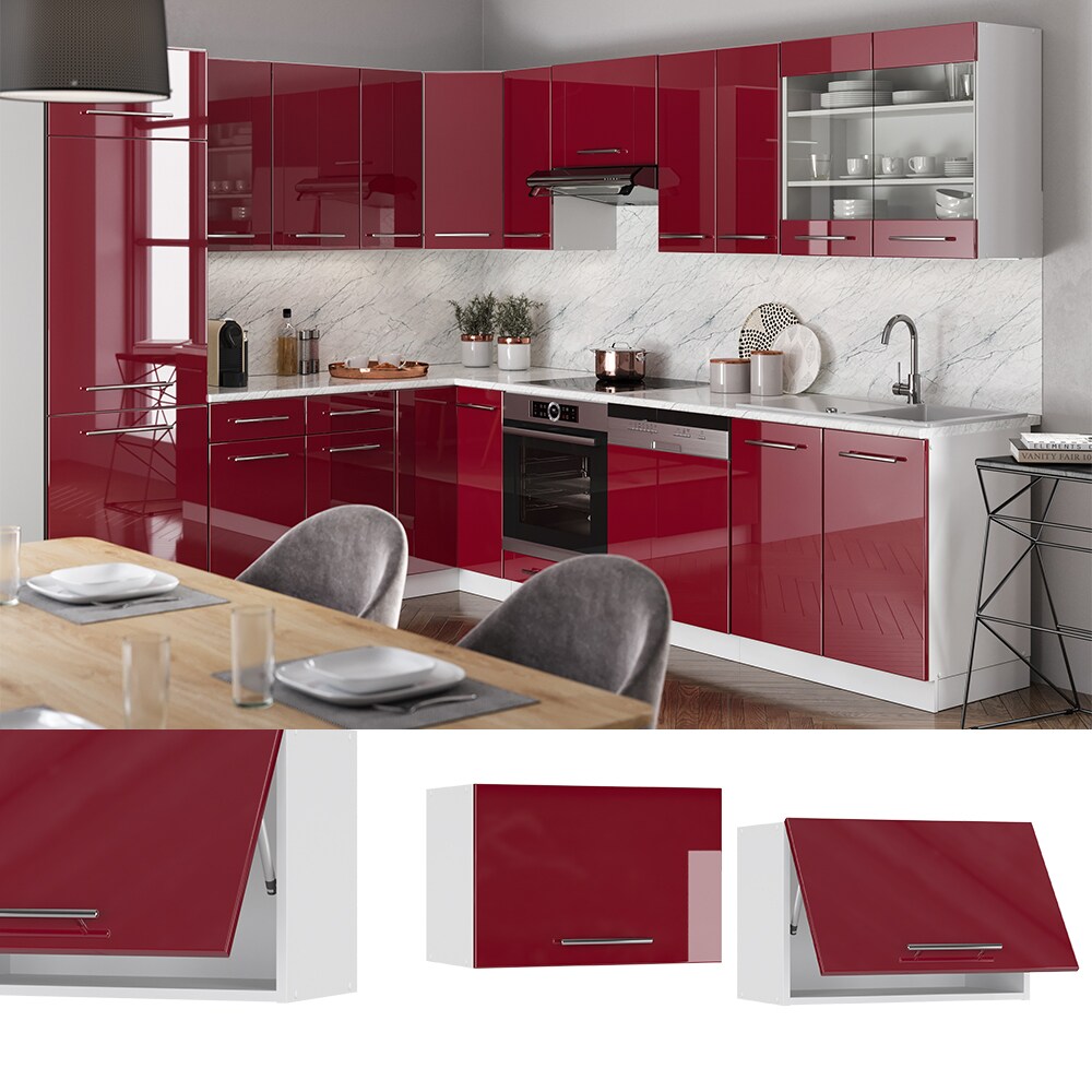 VICCO Hängeschrank 60cm (flach) Bordeaux Hochglanz Küchenschrank Dunstabzug Küchenzeile Fame-Line