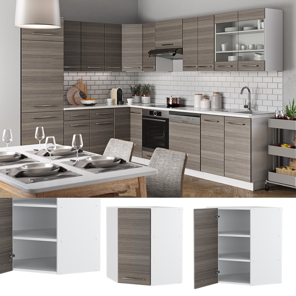 VICCO Eck H&auml;ngeschrank 57 cm Edelgrau K&uuml;chenschrank H&auml;ngeschrank K&uuml;chenzeile Fame-Line - Bild 1