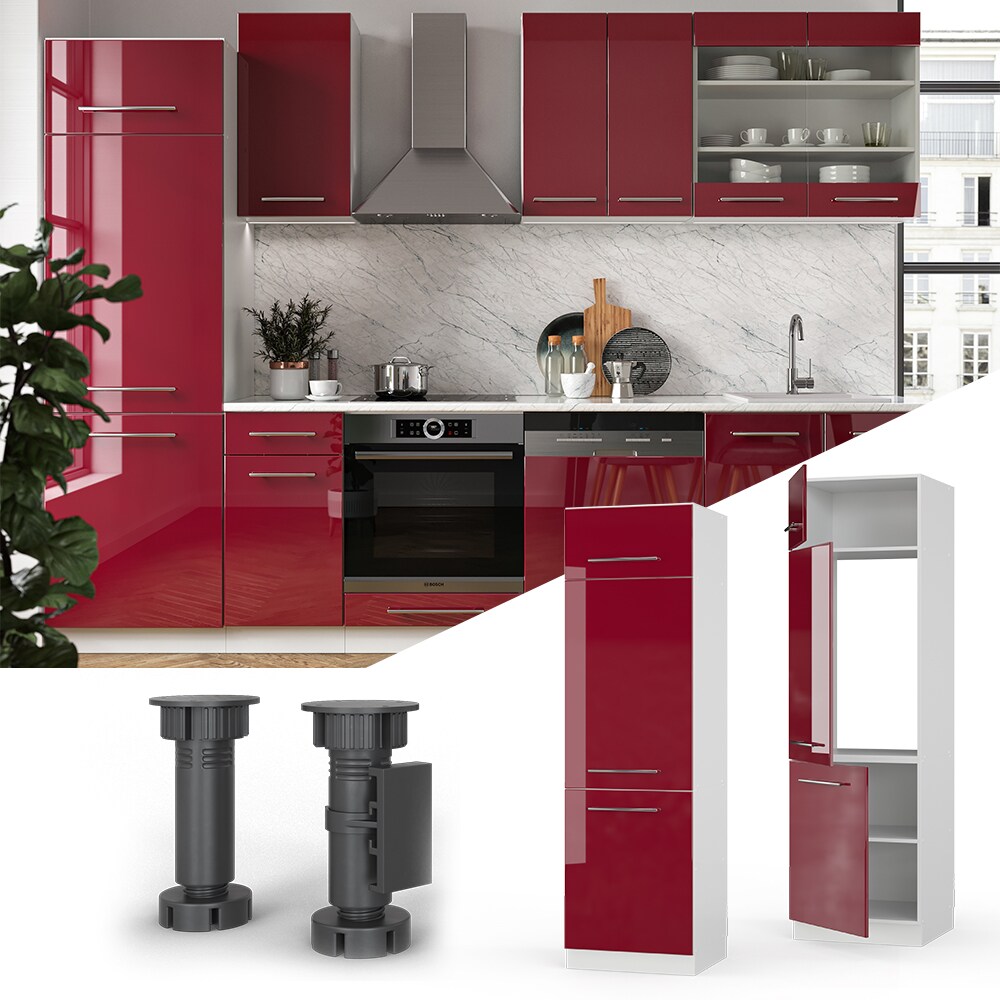 VICCO Kühlumbauschrank 60 cm Küchenschrank Hochschrank Küchenzeile Fame-Line