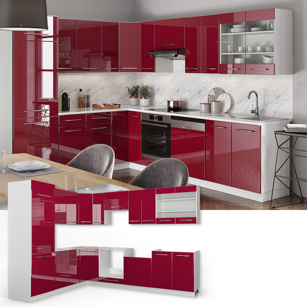 Vicco Eckküche Küchenzeile Küchenblock 230x290cm Fame-Line Winkelküche Hochglanz