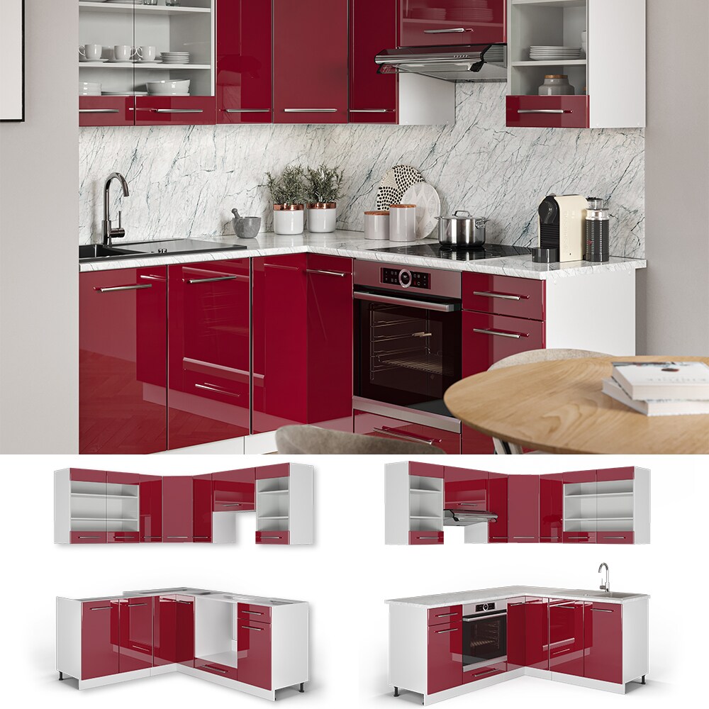 Vicco Eckküche Küchenzeile Küchenblock 160x180cm Fame-Line Winkelküche Hochglanz
