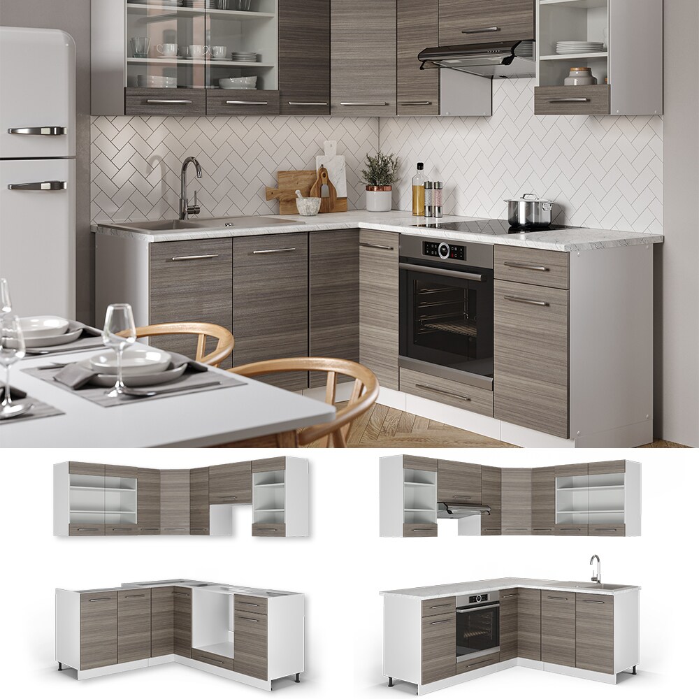 Vicco Eckk&uuml;che K&uuml;chenzeile K&uuml;chenblock 160x180cm Fame-Line Winkelk&uuml;che Edelgrau - Bild 1