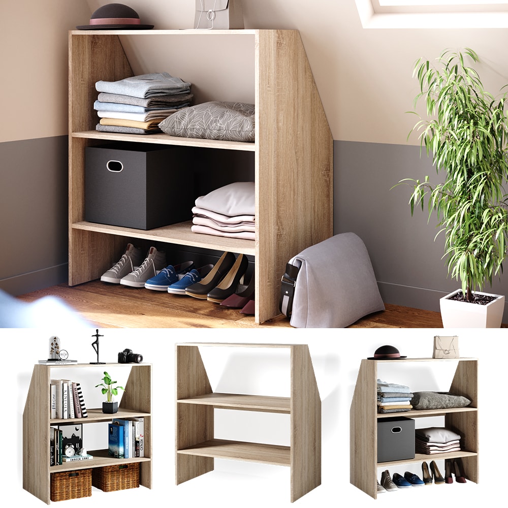 VICCO Dachschr&auml;genregal B&uuml;cherregal Wandregal Standregal Regal Dachschr&auml;ge Sonoma Eiche - Bild 1