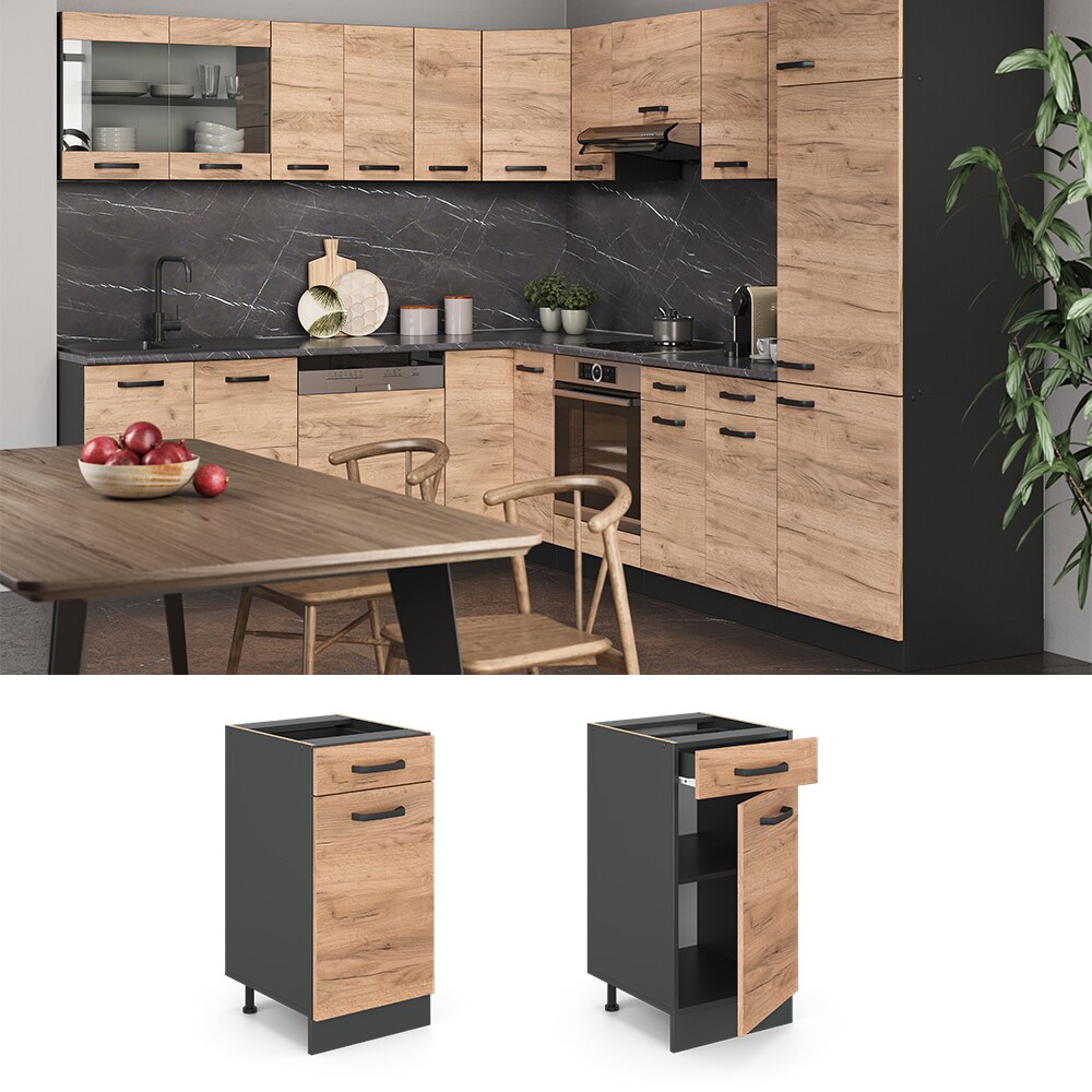 VICCO K&uuml;chenschrank Unterschrank Schubunterschrank 40 cm R-Line Anthrazit - Bild 1