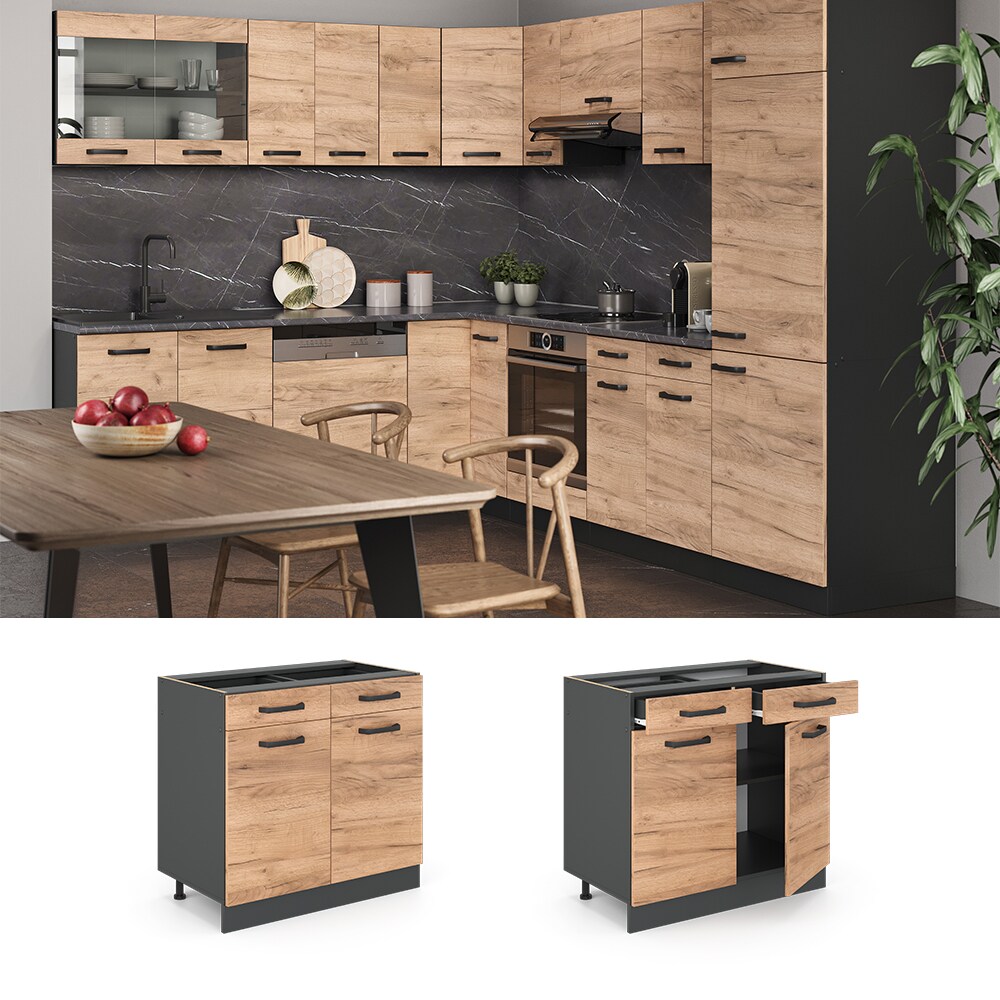 VICCO Küchenschrank Unterschrank Schubunterschrank 80 cm R-Line Anthrazit