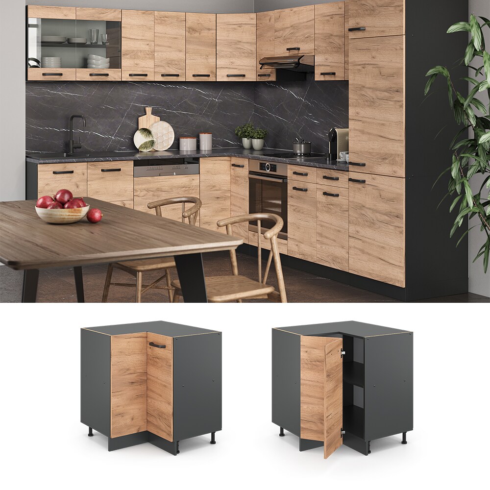 VICCO K&uuml;chenschrank Unterschrank Eckunterschrank 87 cm R-Line Anthrazit - Bild 1