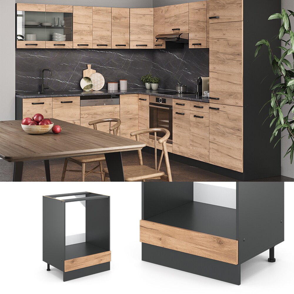 VICCO Küchenschrank Herdumbauschrank 60 cm R-Line Anthrazit
