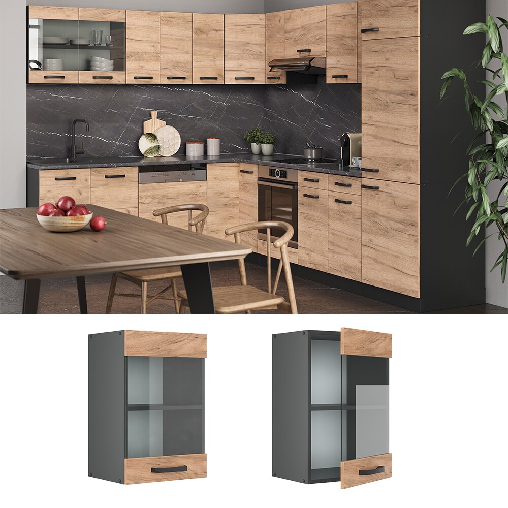 VICCO K&uuml;chenschrank H&auml;ngeschrank H&auml;ngeglasschrank 40 cm R-Line Anthrazit - Bild 1