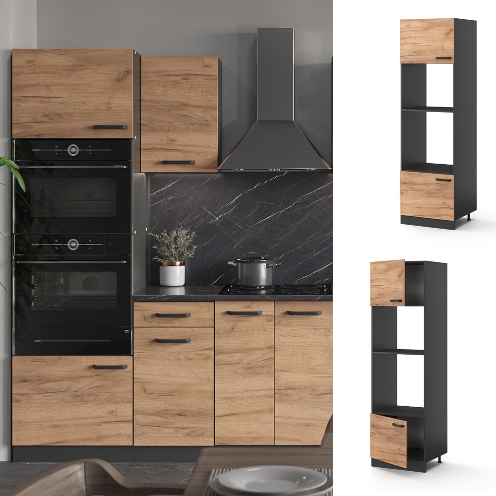 VICCO Küchenschrank Mikrowellenumbauschrank 60 cm R-Line Anthrazit